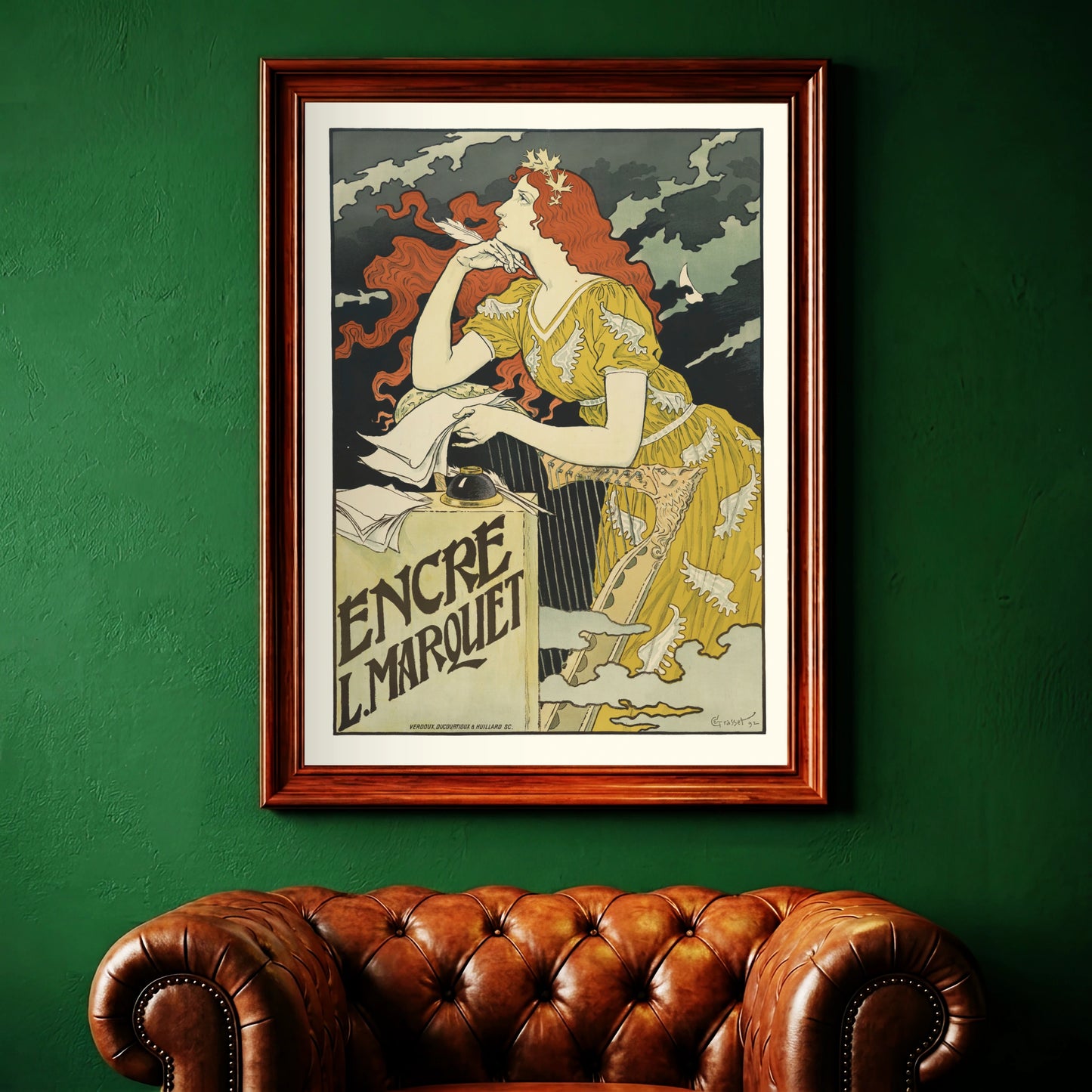 Französisches Vintage-Poster von 1892, Encre L. Marquet von Eugène Grasset.