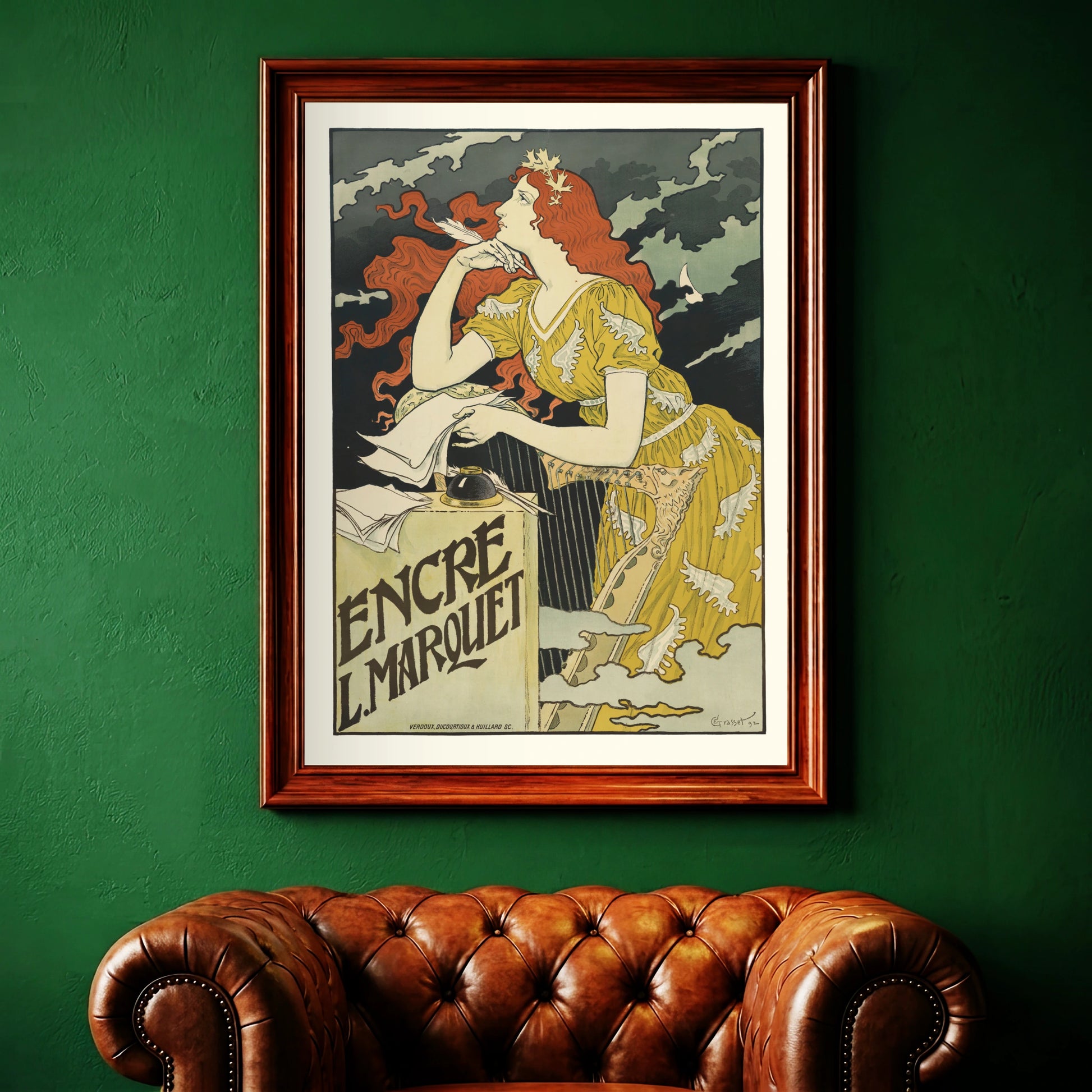 Französisches Vintage-Poster von 1892, Encre L. Marquet von Eugène Grasset.