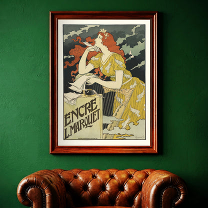 Französisches Vintage-Poster von 1892, Encre L. Marquet von Eugène Grasset.