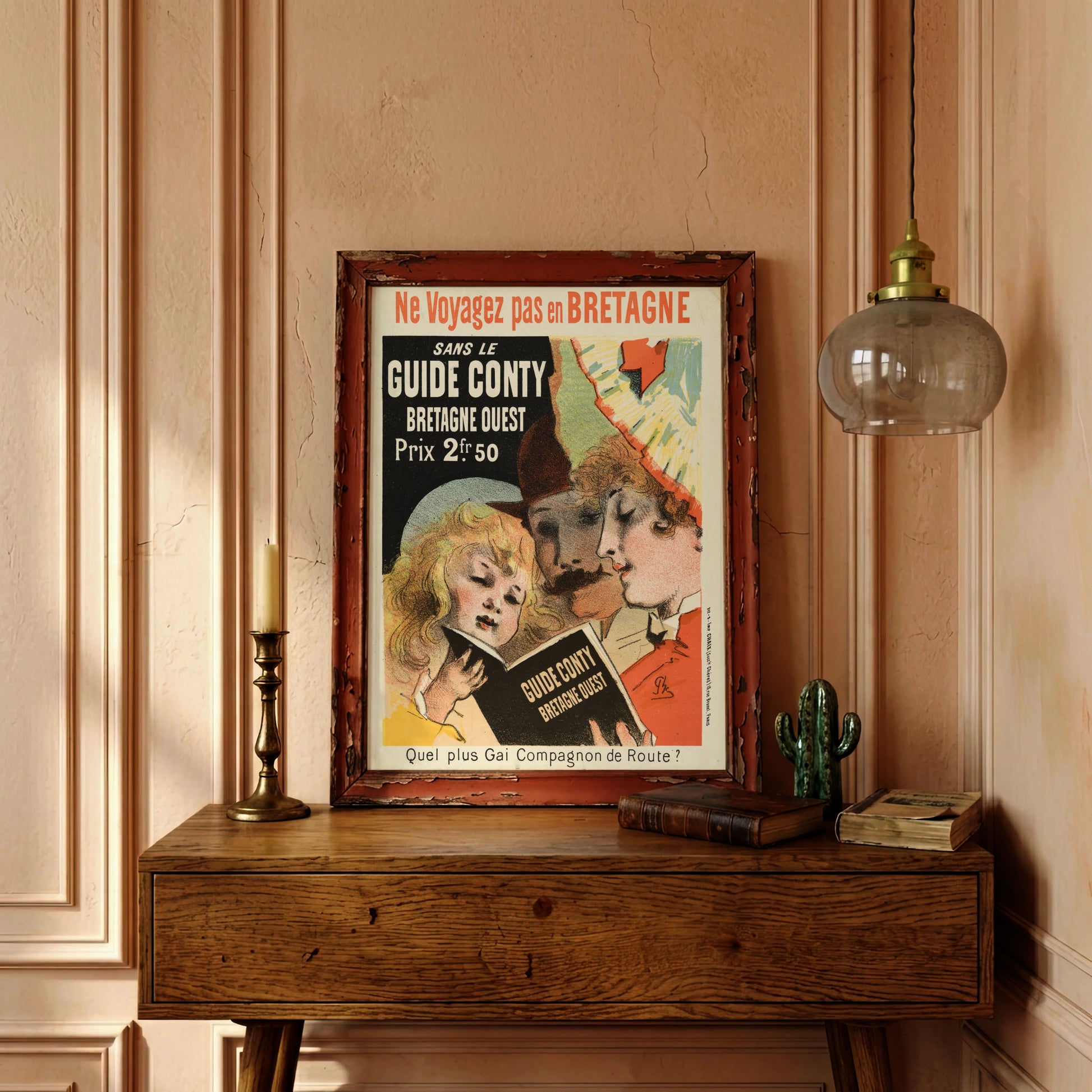 Jules Chéret Plakat Guide Conty Bretagne mit typografischen Details und historischem Preis.