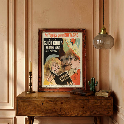 Jules Chéret Plakat Guide Conty Bretagne mit typografischen Details und historischem Preis.