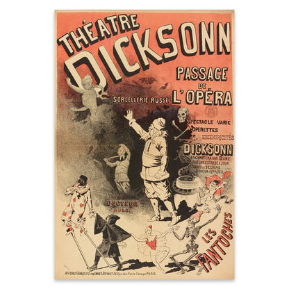 Historische Lithografie von Emile Lévy mit fantastischen Theater-Szenen.