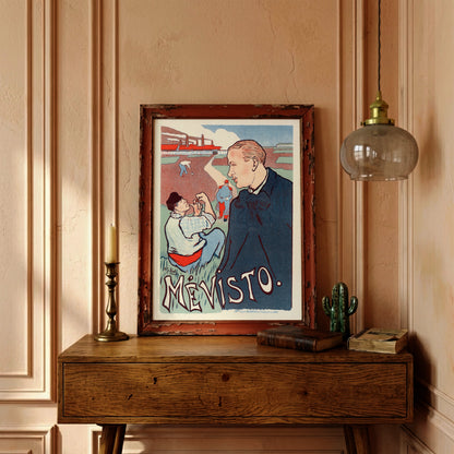 Französisches Vintage-Plakat von Ibels mit gedämpften Blau- und Erdtönen.