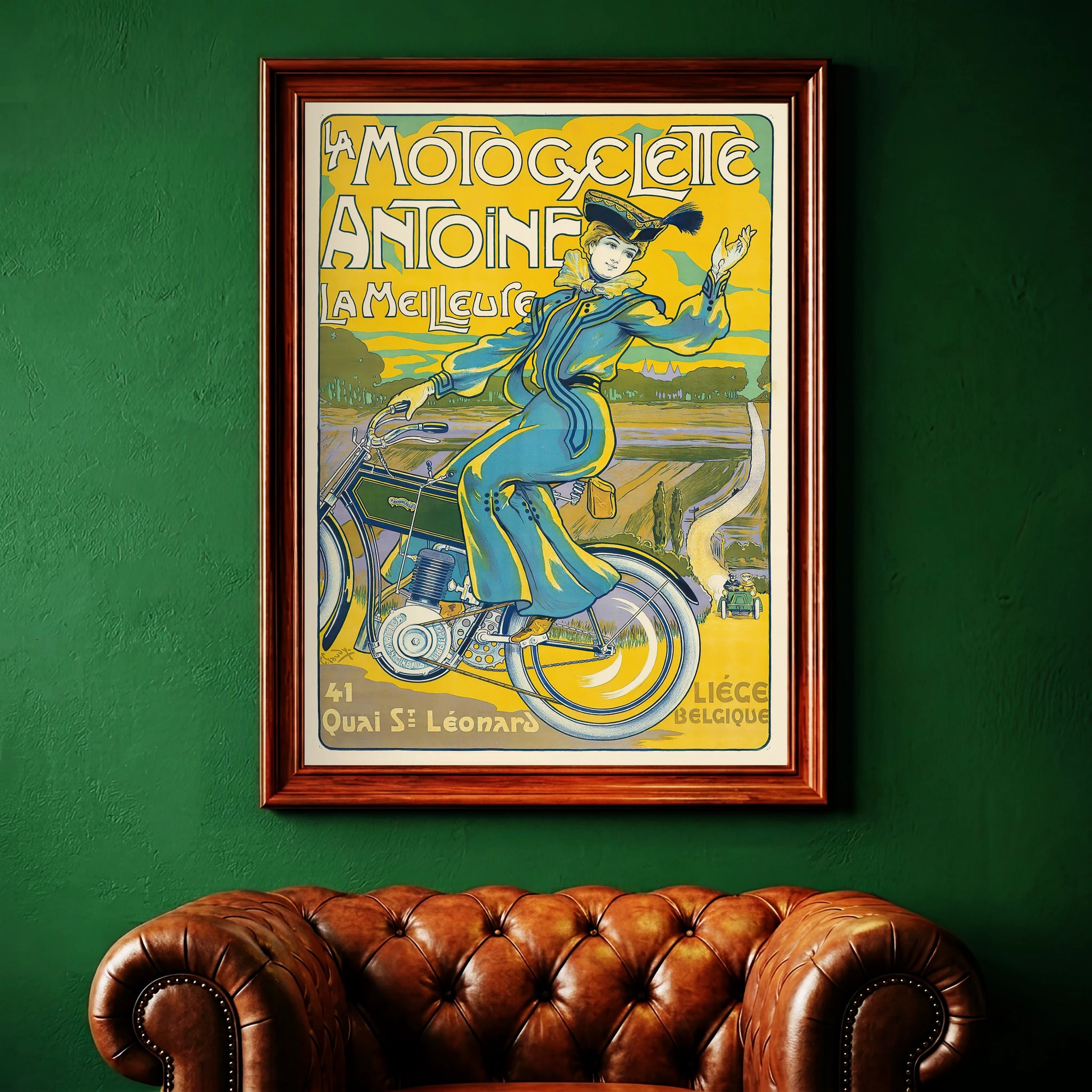 Historisches Motorradposter im Art Nouveau Stil von Georges Gaudy.
