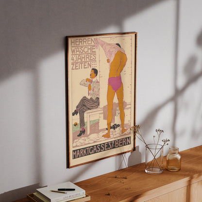 Illustration von zwei Männern beim Ankleiden in einer Umkleide im flächigen Grafikstil.