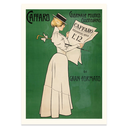 Kunstdruck der Belle Époque von Aleardo Villa für die Genueser Zeitung Caffaro.