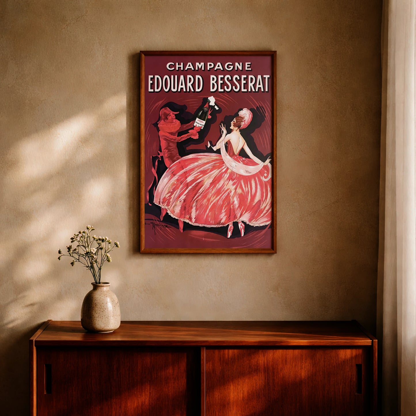 Champagne Edouard Besserat Vintage Poster von 1925 mit tanzendem Paar.