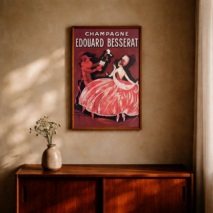 Champagne Edouard Besserat Vintage Poster von 1925 mit tanzendem Paar.