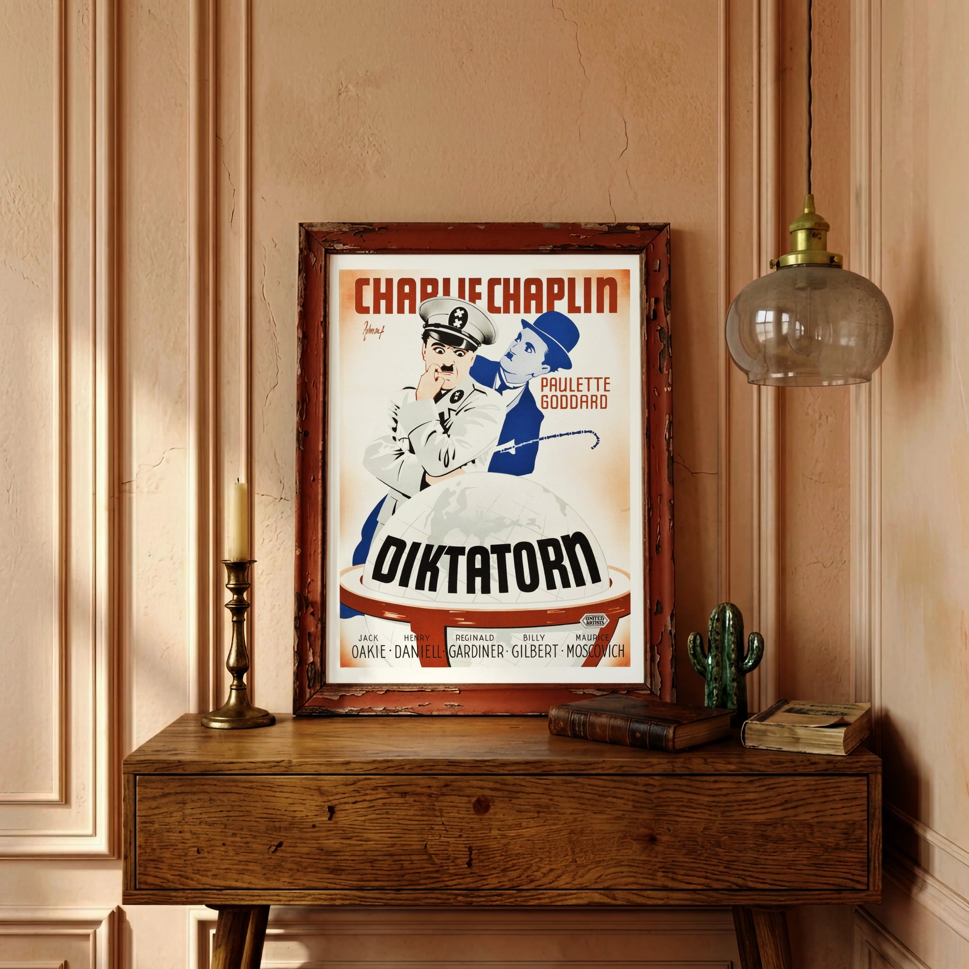 Schwedisches Filmplakat 'Diktatoren' von 1945 für 'Der große Diktator' mit Charlie Chaplin.