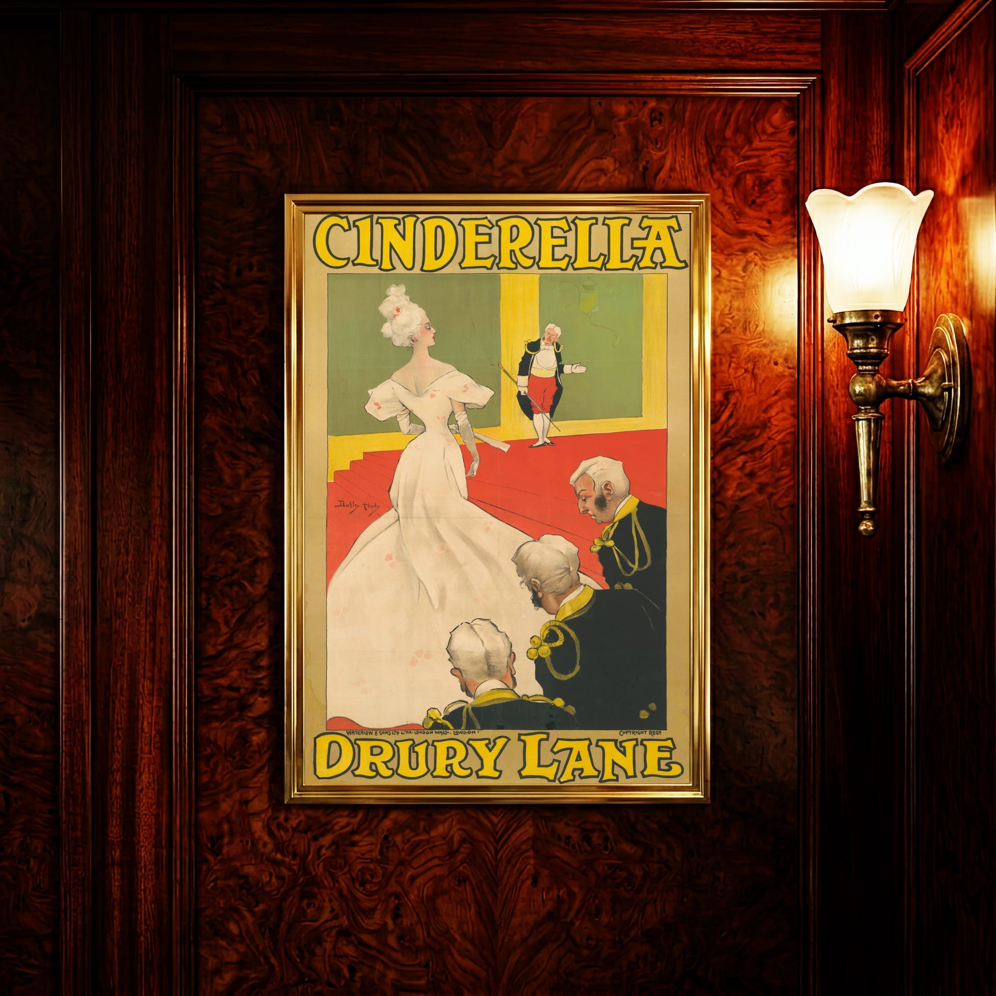 Vintage Theaterplakat Cinderella Drury Lane von Dudley Hardy aus dem Jahr 1896.