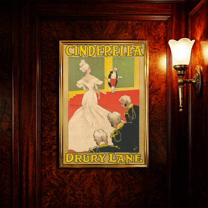 Vintage Theaterplakat Cinderella Drury Lane von Dudley Hardy aus dem Jahr 1896.