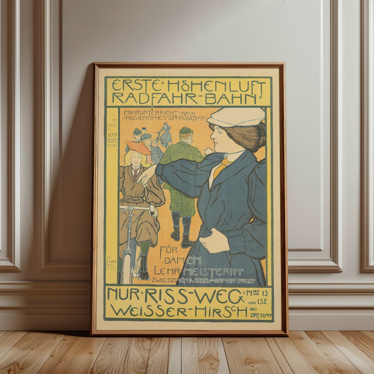 Jugendstil-Plakat von Johann Vincenz Cissarz für die Erste Höhenluft Radfahr-bahn 1897.