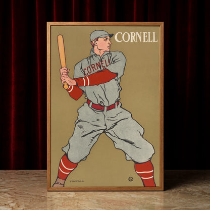 Historische Illustration eines Baseballspielers der Cornell University von Edward Penfield.