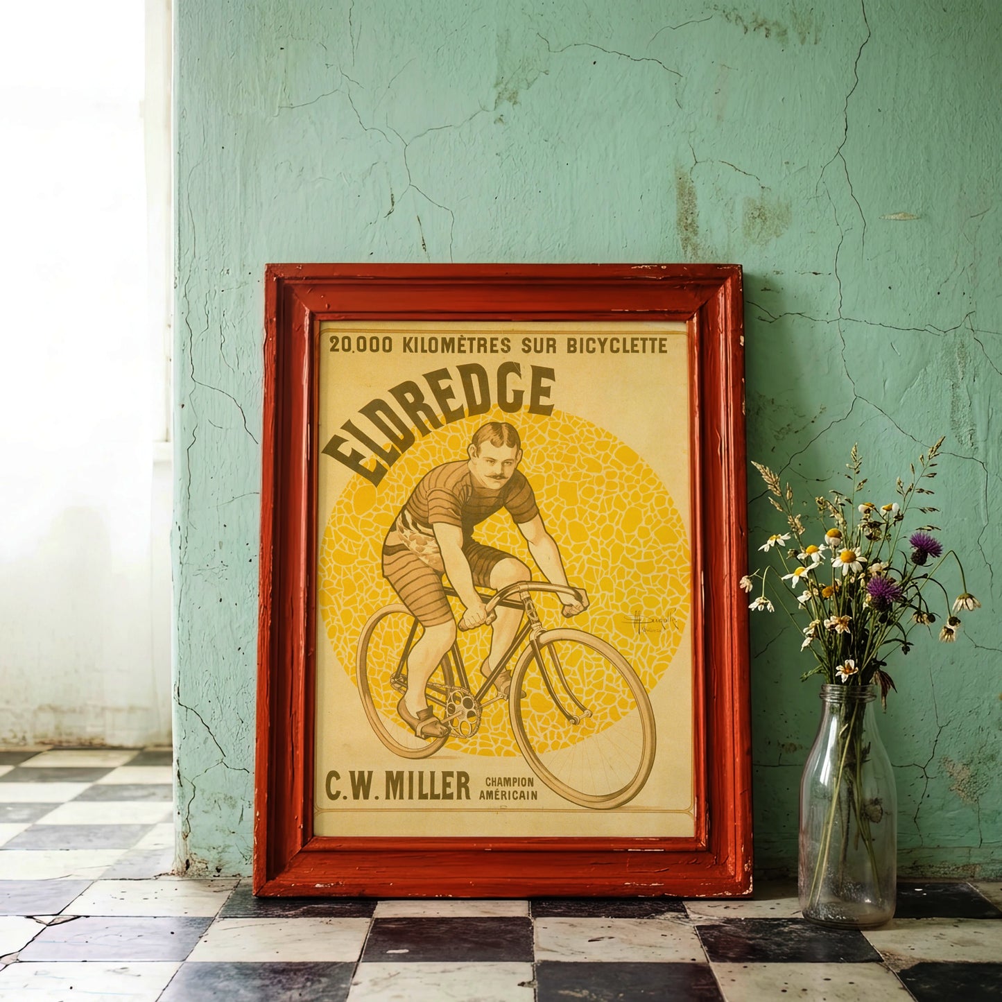 Marcellin Auzolle Illustration eines amerikanischen Fahrradchampions von 1910.