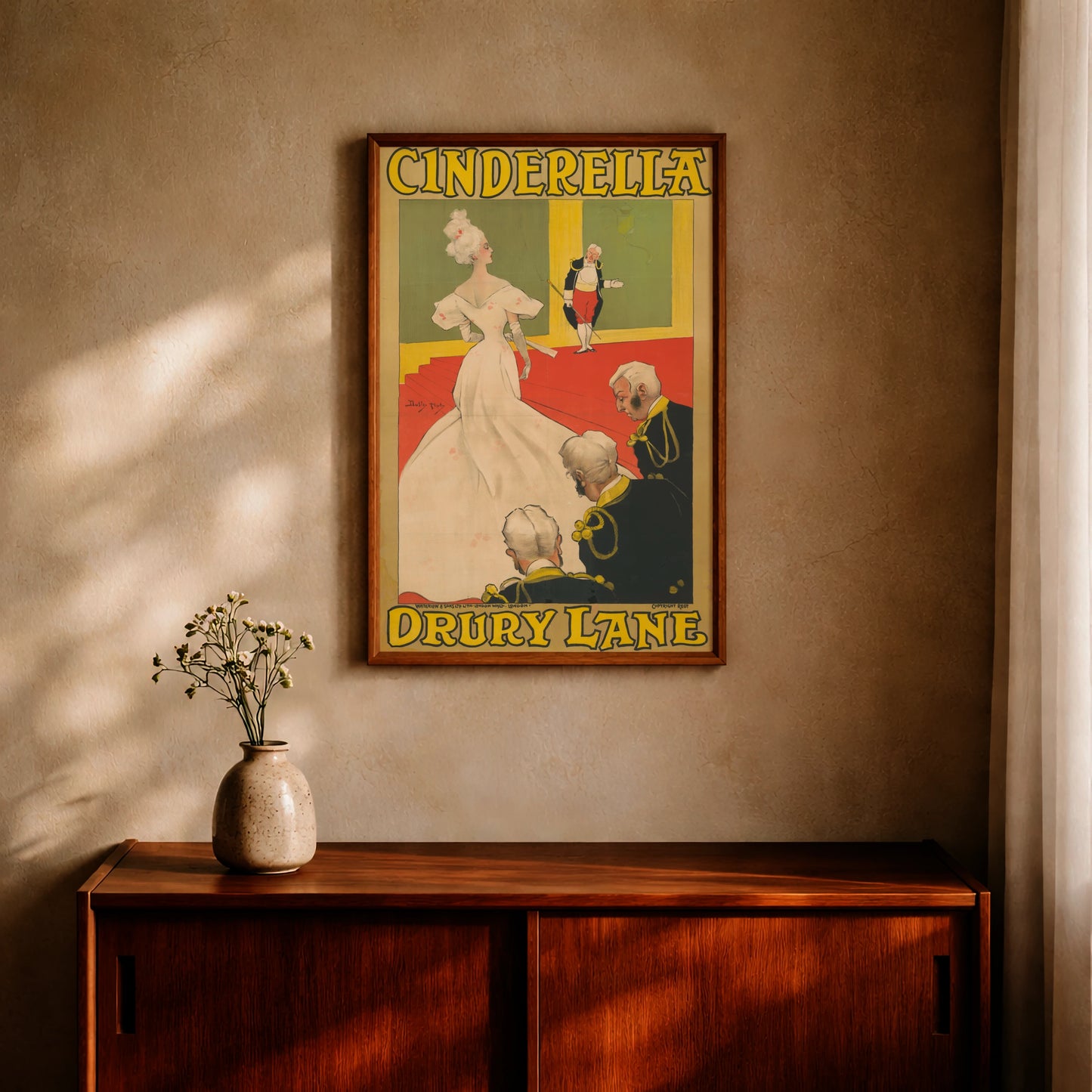 Dudley Hardy Cinderella Plakat mit historischer Typografie Drury Lane.