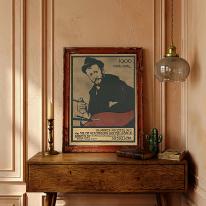 Historisches Ausstellungskonzept mit Maler und Palette von Ludwig Keller 1900.