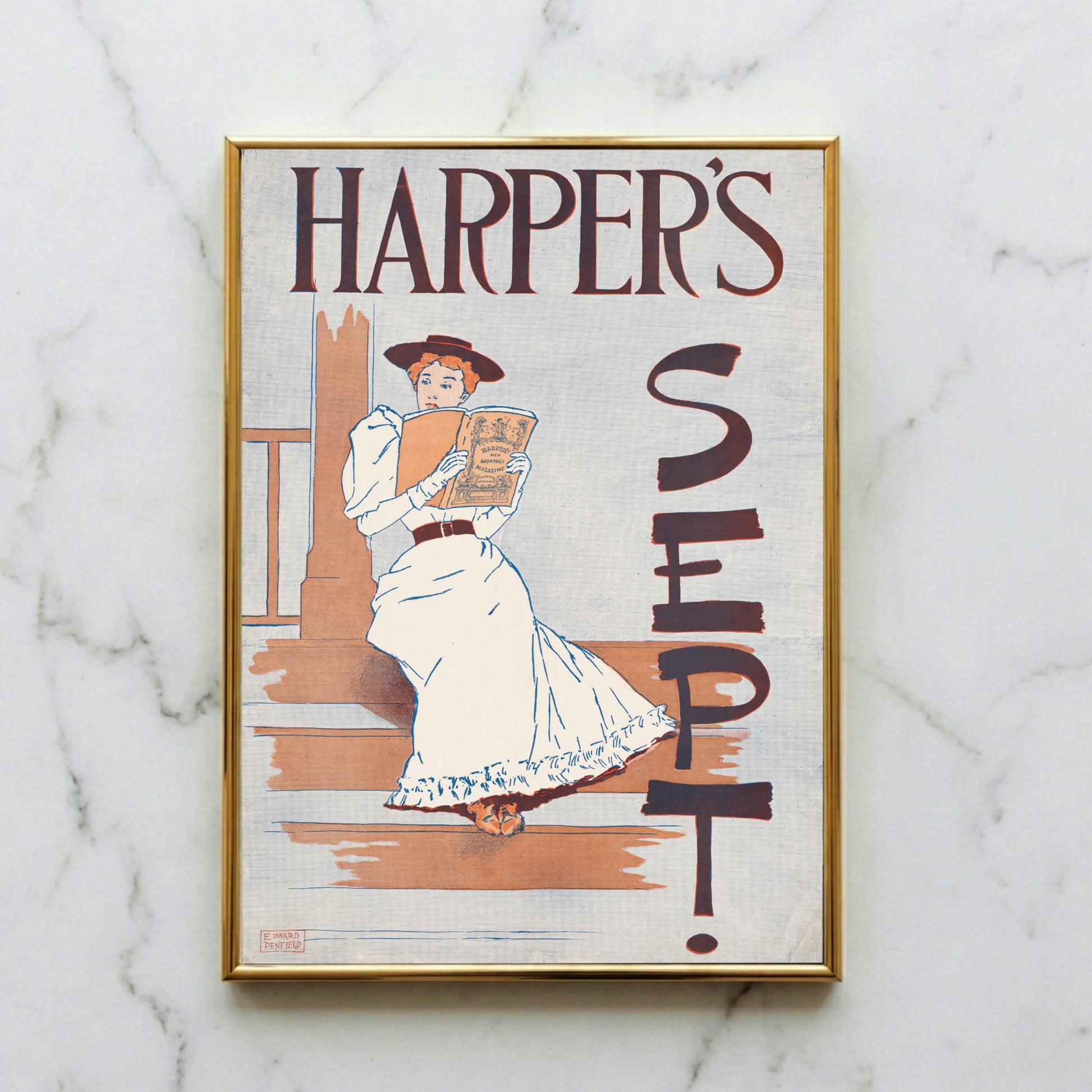 Amerikanisches Art Nouveau Poster von Edward Penfield mit markanter Typografie Harper's Sept!.