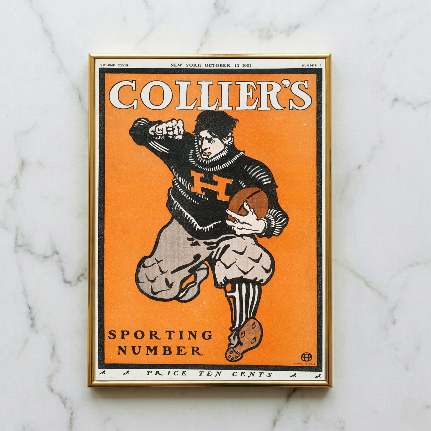 Vintage Football Illustration von Edward Penfield für Collier's Magazine 1901.