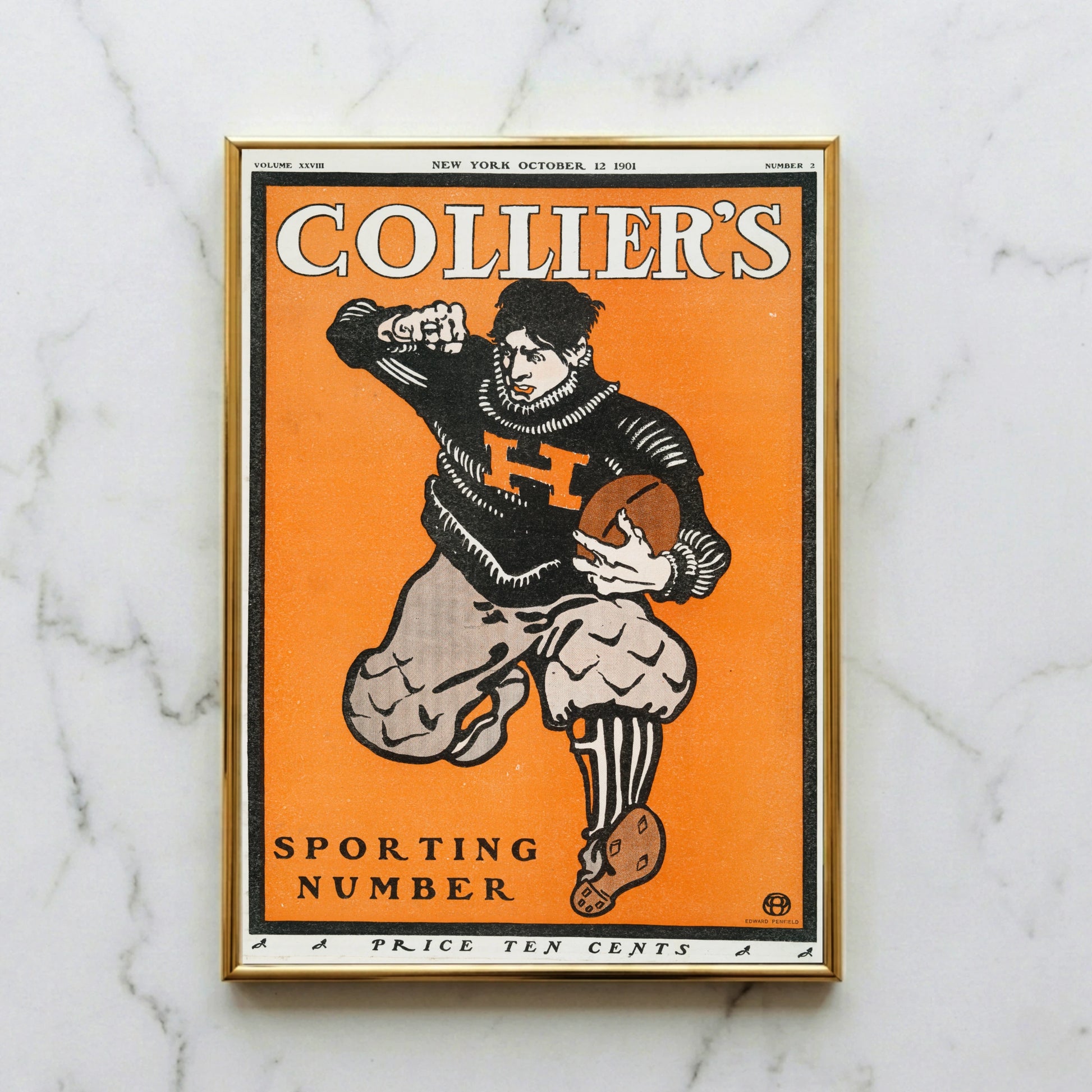 Vintage Football Illustration von Edward Penfield für Collier's Magazine 1901.