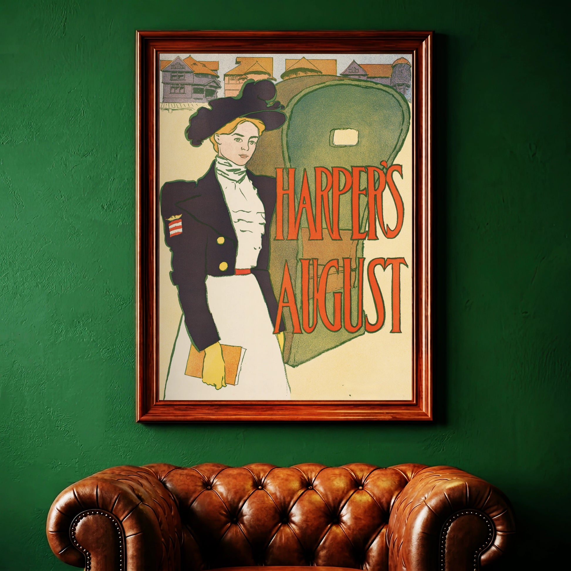 Flächiges Farbdruck-Plakat im amerikanischen Stil der Jahrhundertwende.
