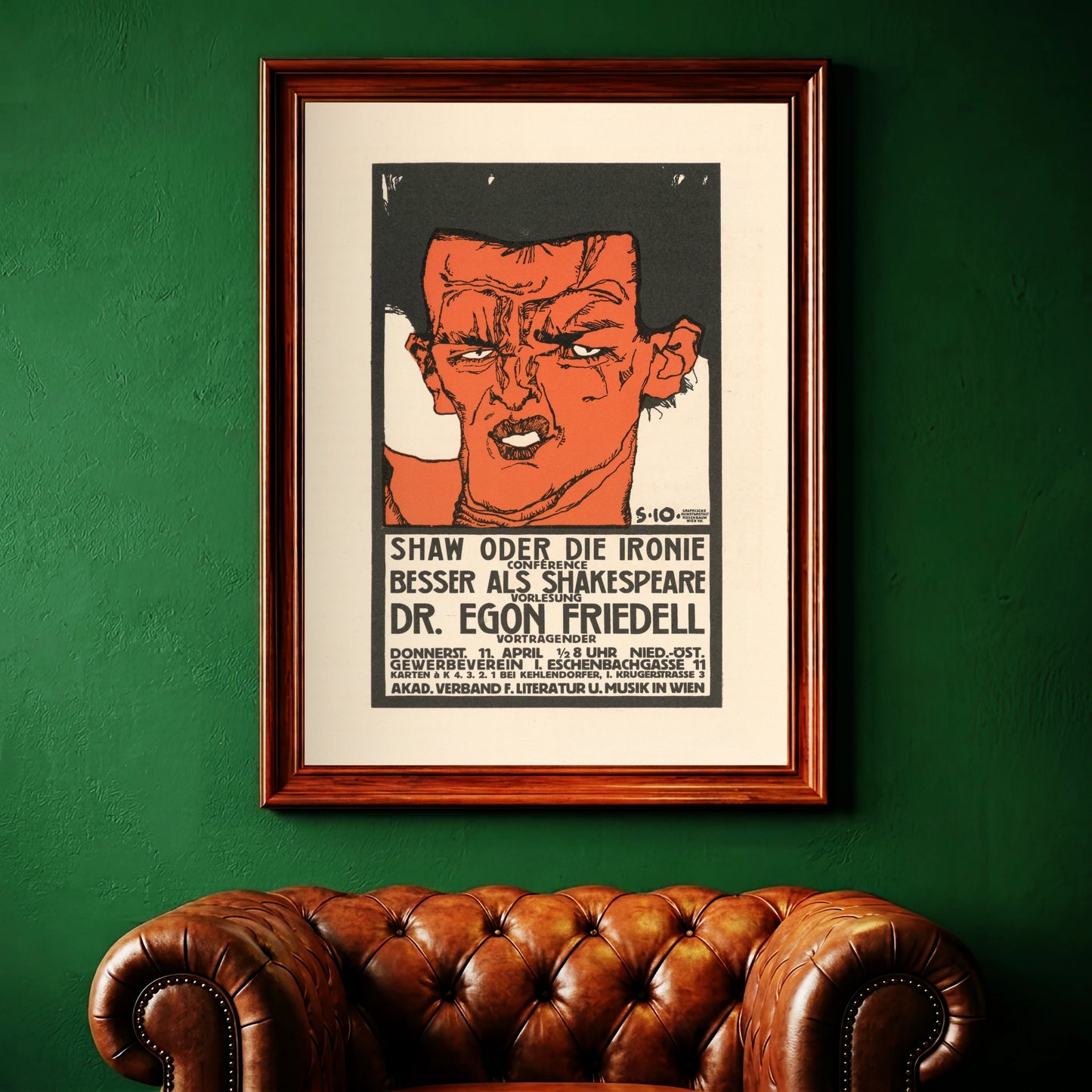 Detailreiches Porträt eines Mannes mit markanten Gesichtszügen im Stil von Egon Schiele.