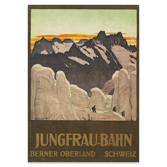 Vintage Tourismus-Poster der Jungfrau-Bahn aus dem frühen 20. Jahrhundert.