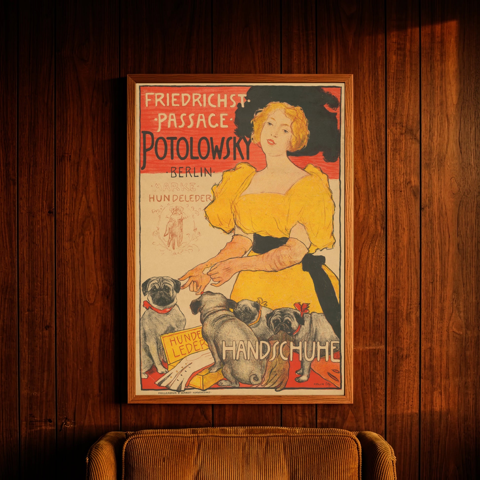 Farbenfrohes Art Nouveau Plakat von Emil Orlik 1897 für Passage Potolowsky Berlin.