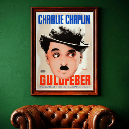 Charlie Chaplin Porträt Kunstdruck im Stil der 1940er Jahre.