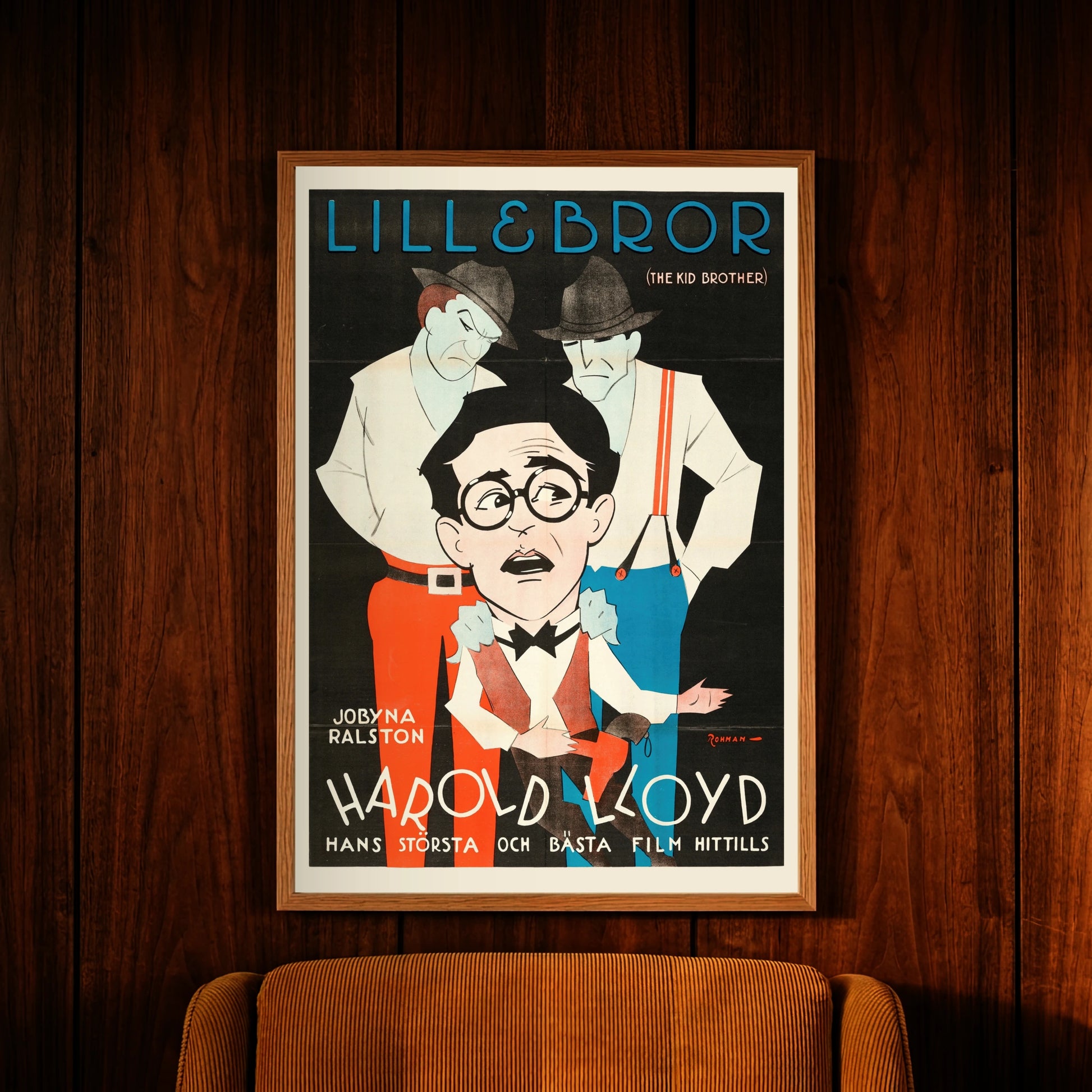 Vintage Kinoposter von Eric Rohman in Blau, Rot und Schwarz.