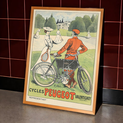Elegantes französisches Plakat mit einer Frau und einem Mann beim Sport zur Zeit der Belle Époque.