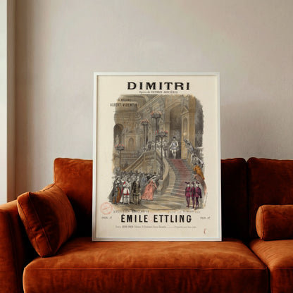 Französische Lithografie einer Opernszene aus dem 19. Jahrhundert.