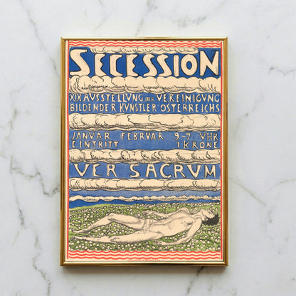 Vintage Ausstellungsplakat der Wiener Secession von 1904 mit einer liegenden Figur von Ferdinand Hodler.
