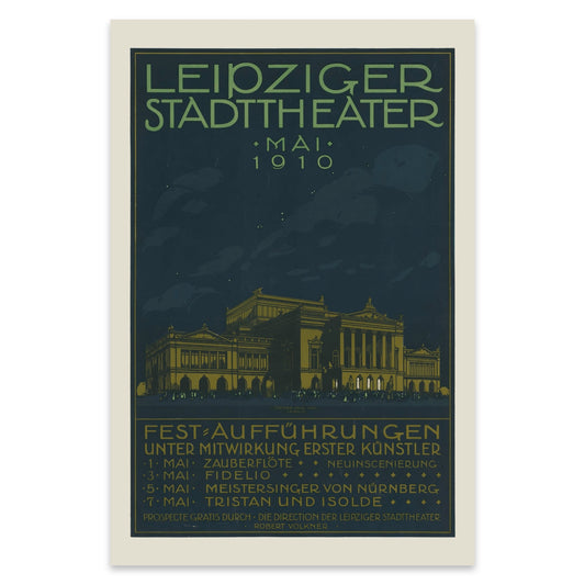 Kulturhistorisches Poster der Festaufführungen unter Mitwirkung erster Künstler 1910.