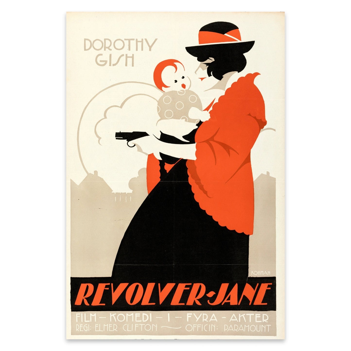 Schwedisches Filmkunstplakat von Eric Rohman mit Dorothy Gish.