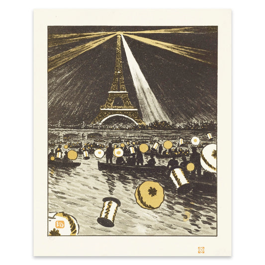 Vintage Kunstdruck Celebration on the Seine von Henri Rivière um 1900.