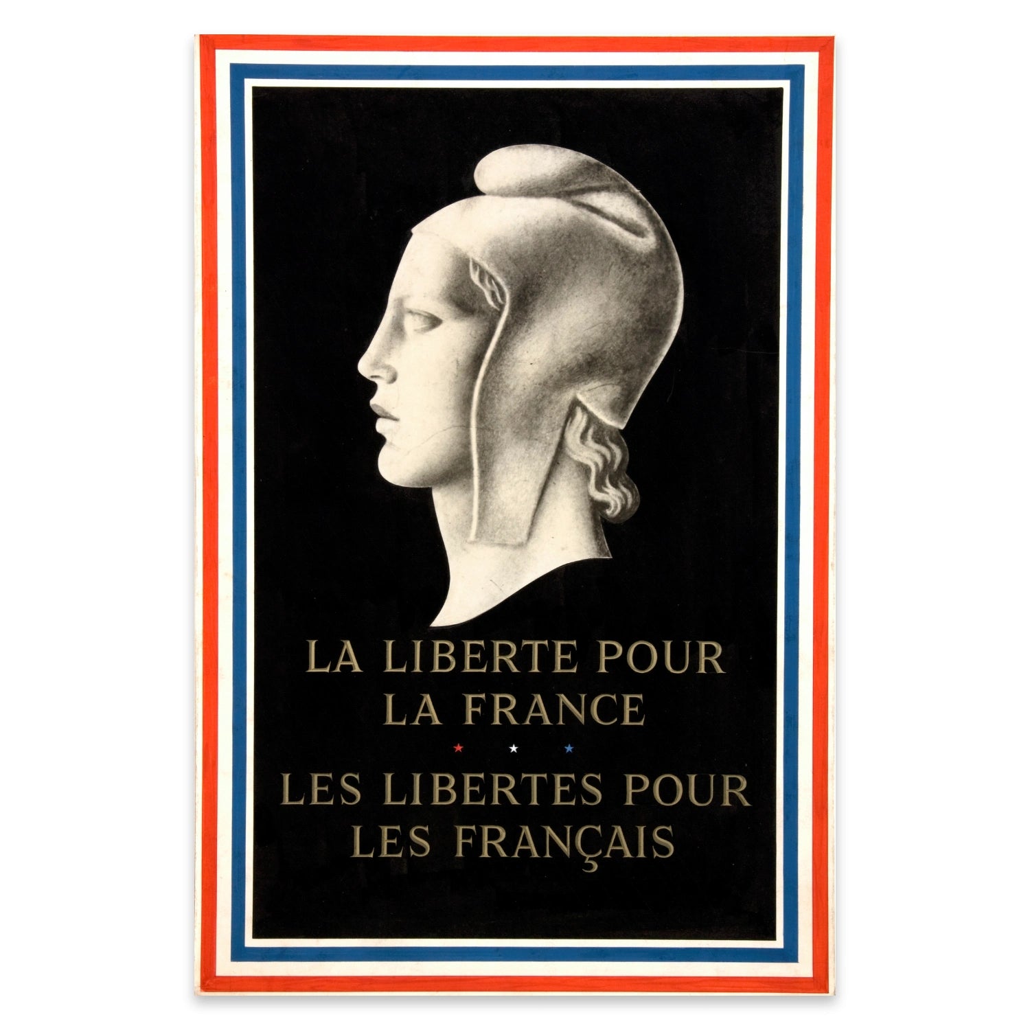 Retro-Plakat zur französischen Geschichte mit patriotischem Schriftzug.