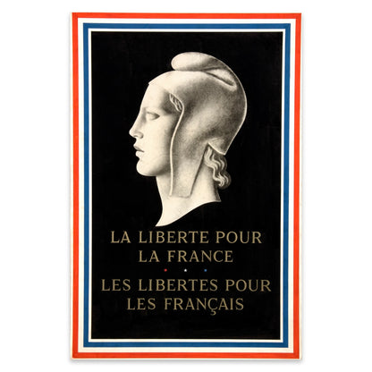 Retro-Plakat zur französischen Geschichte mit patriotischem Schriftzug.