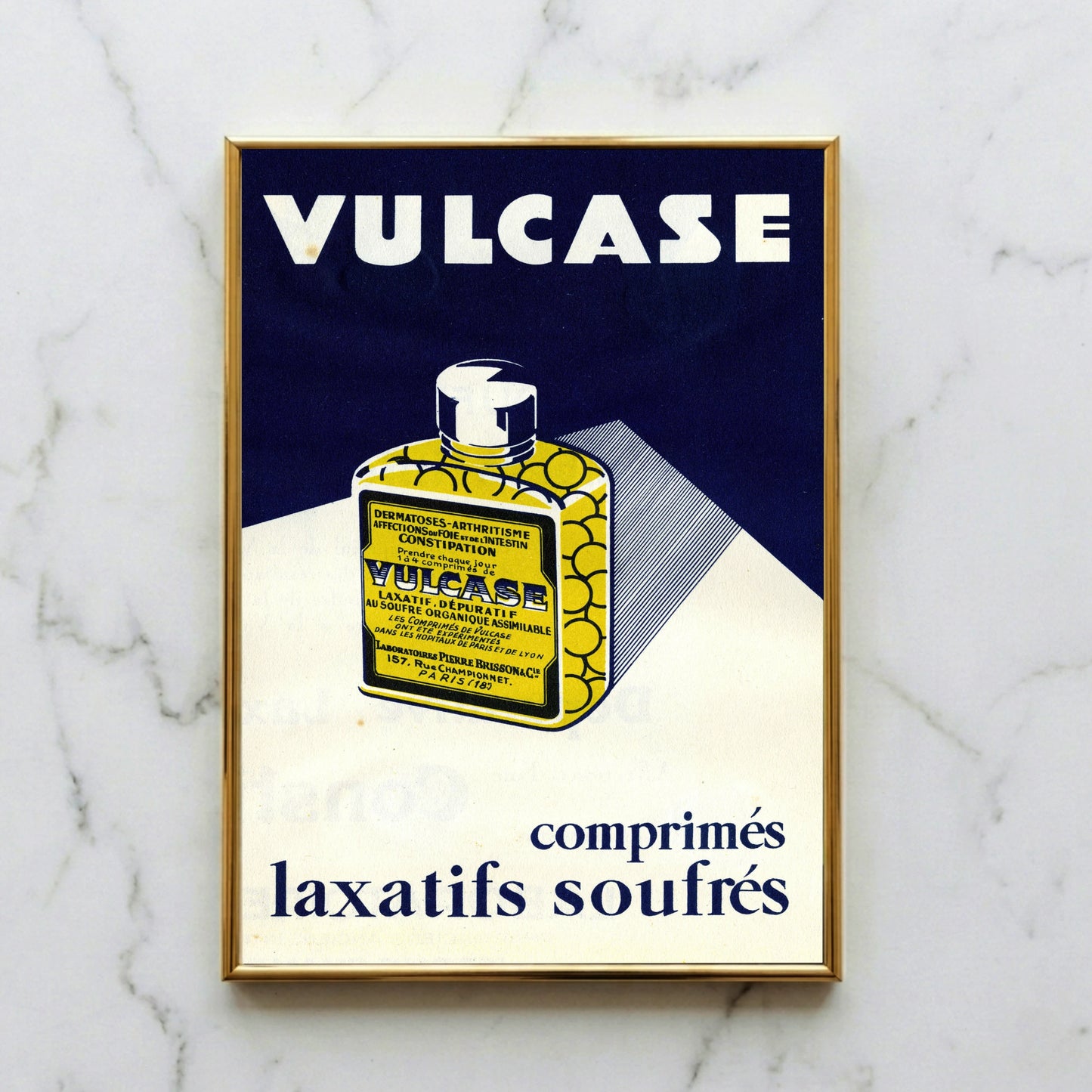 Art Déco Illustration einer Medizinflasche der Laboratoires Pierre Brisson Paris.