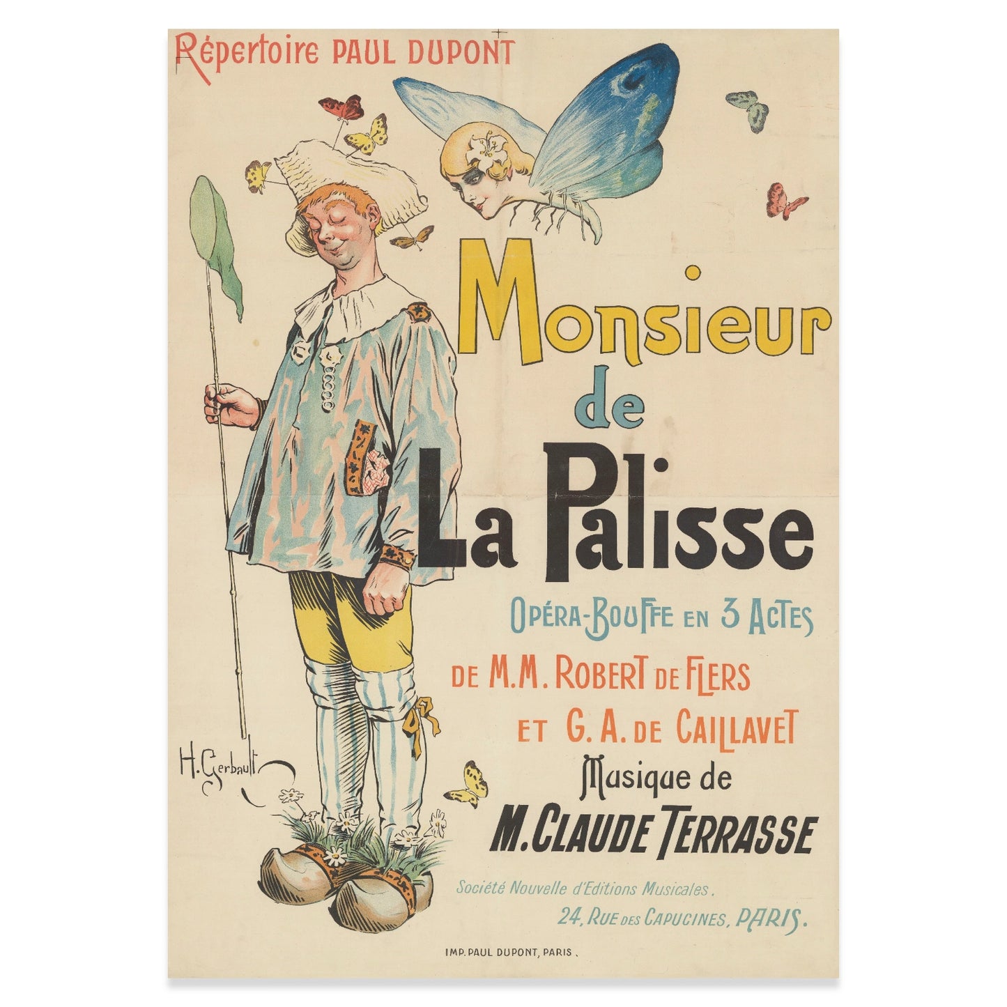 Historisches Kunstplakat von Henry Gerbault gedruckt von Paul Dupont Paris.