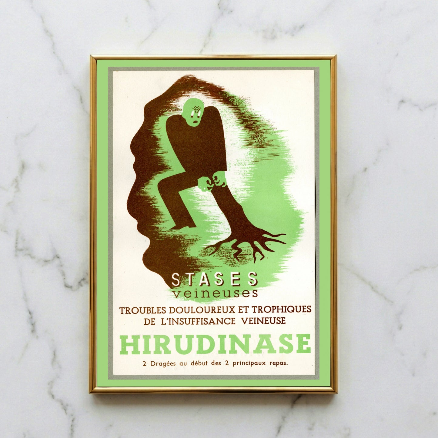 Historisches französisches Pharma-Plakat für Hirudinase der Laboratoires Ana.