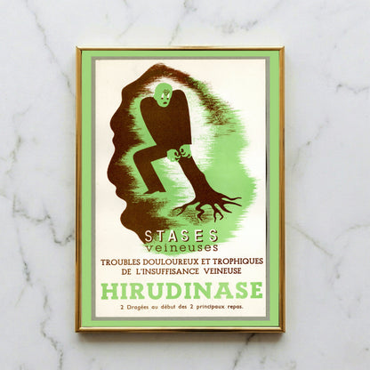 Historisches französisches Pharma-Plakat für Hirudinase der Laboratoires Ana.