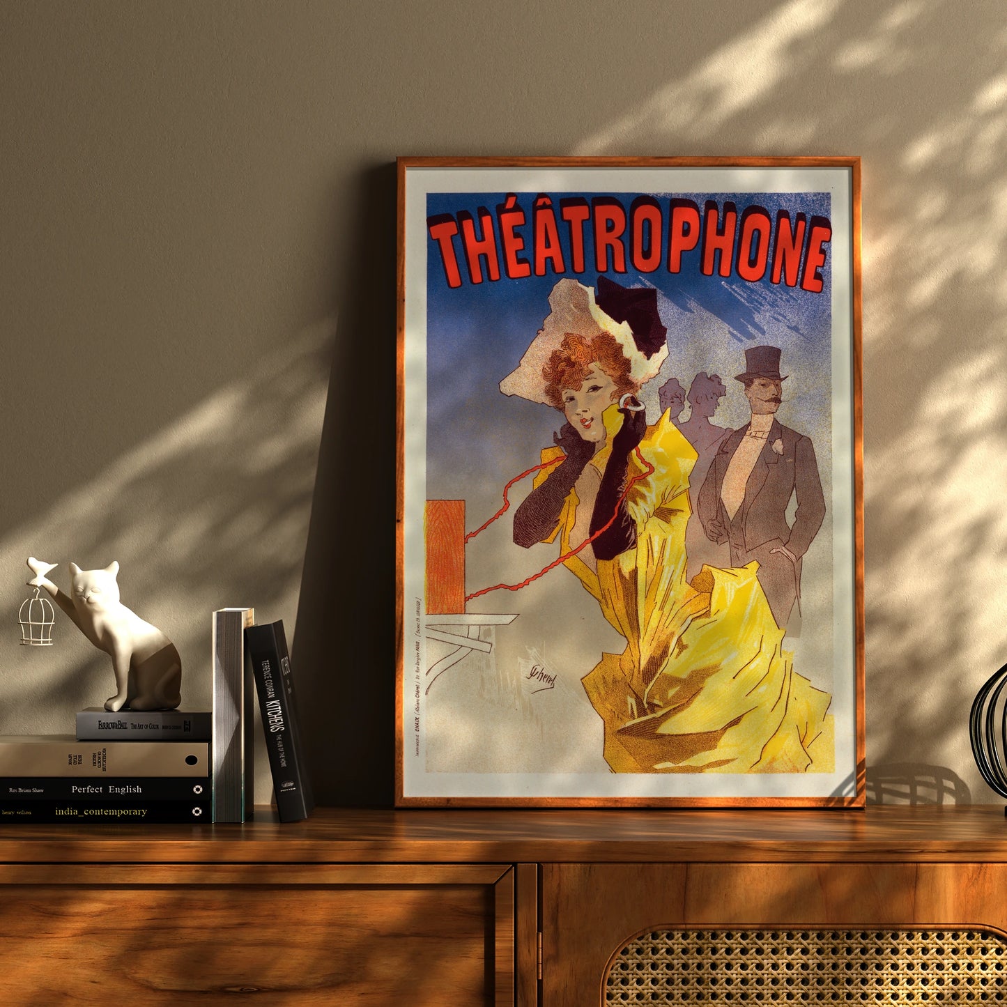 Werbegrafik für das Théâtrophone von 1896 im Stil des Art Nouveau.