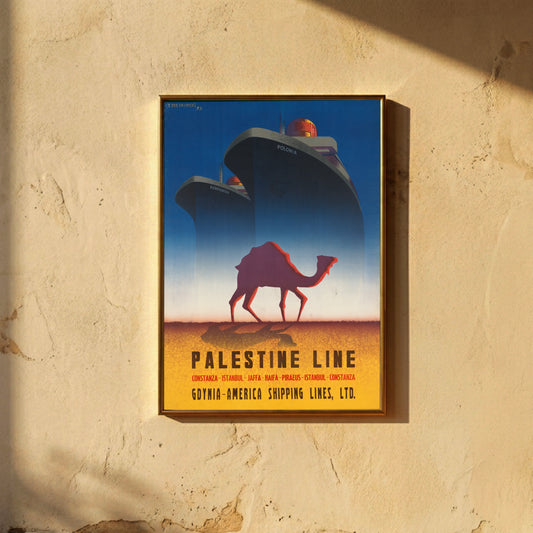 Tadeusz Trepkowski Palestine Line Vintage Reiseplakat Illustration.