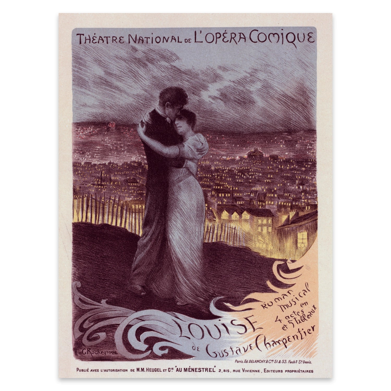 Französischer Jugendstil Kunstdruck Louise von Gustave Charpentier im Hochformat.