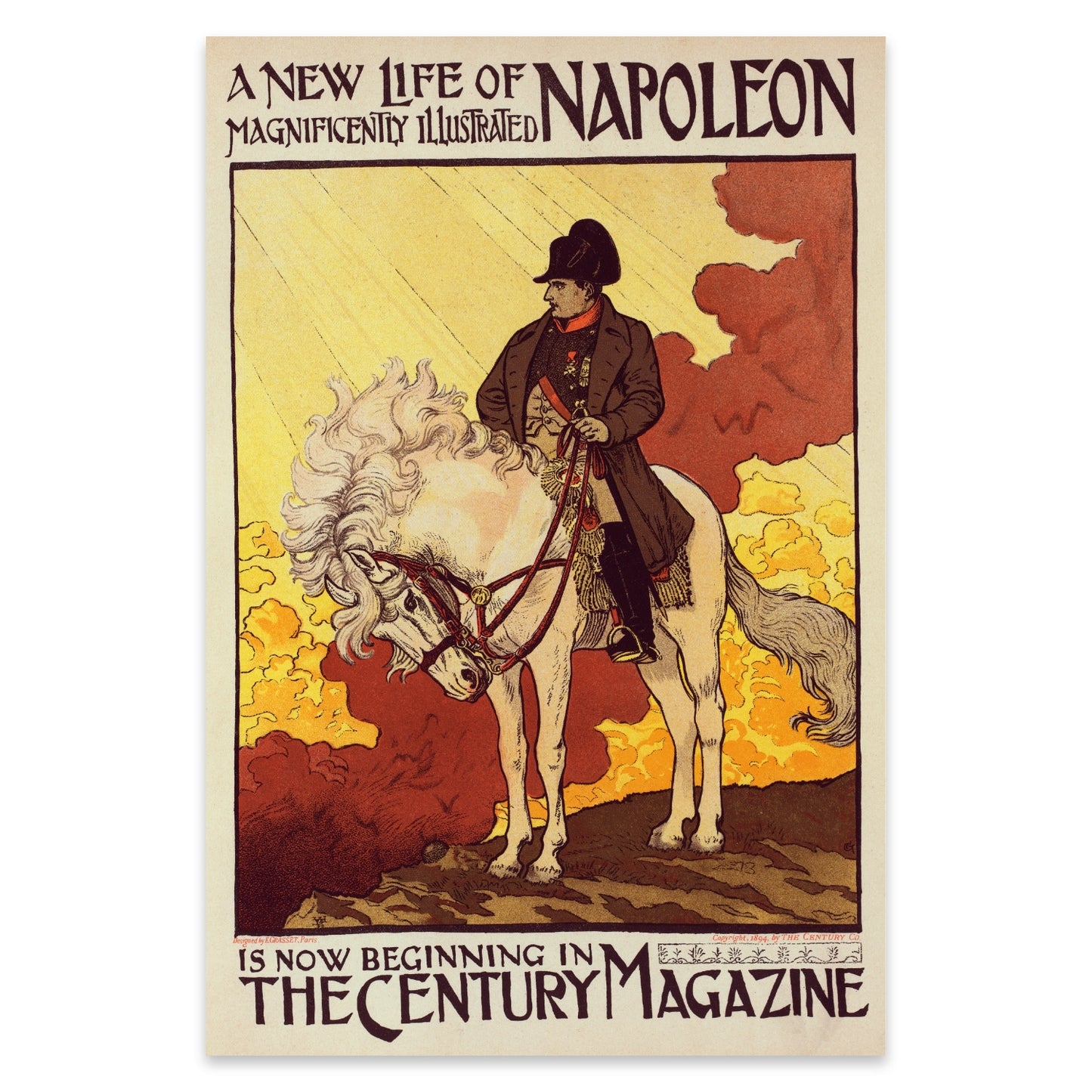 Vintage Kunstdruck Napoléon im Jugendstil mit typografischen Details.