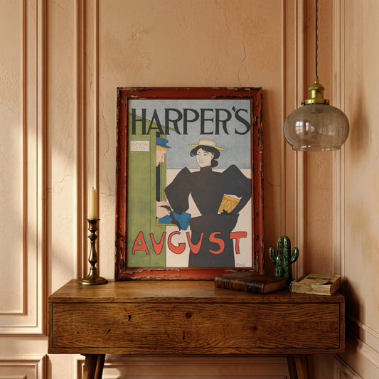 Historisches Harper's August Magazin-Plakat von 1894 von Edward Penfield.