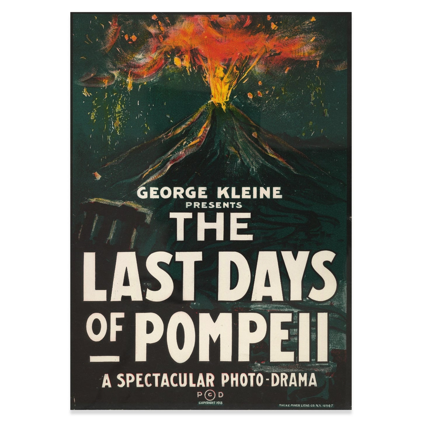 Antikes US-Filmposter für das Photodrama The Last Days of Pompeii.