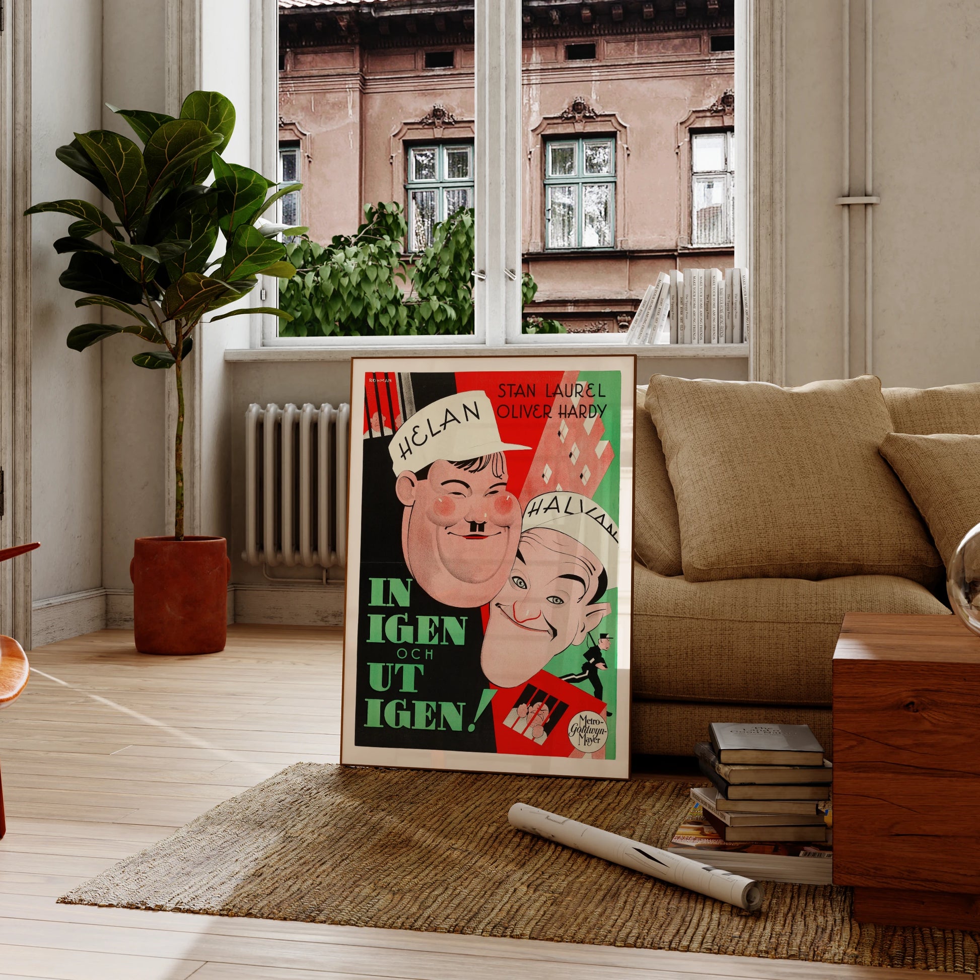 Art-Deco-inspiriertes Illustrationsposter für den Film Pardon Us von 1931.