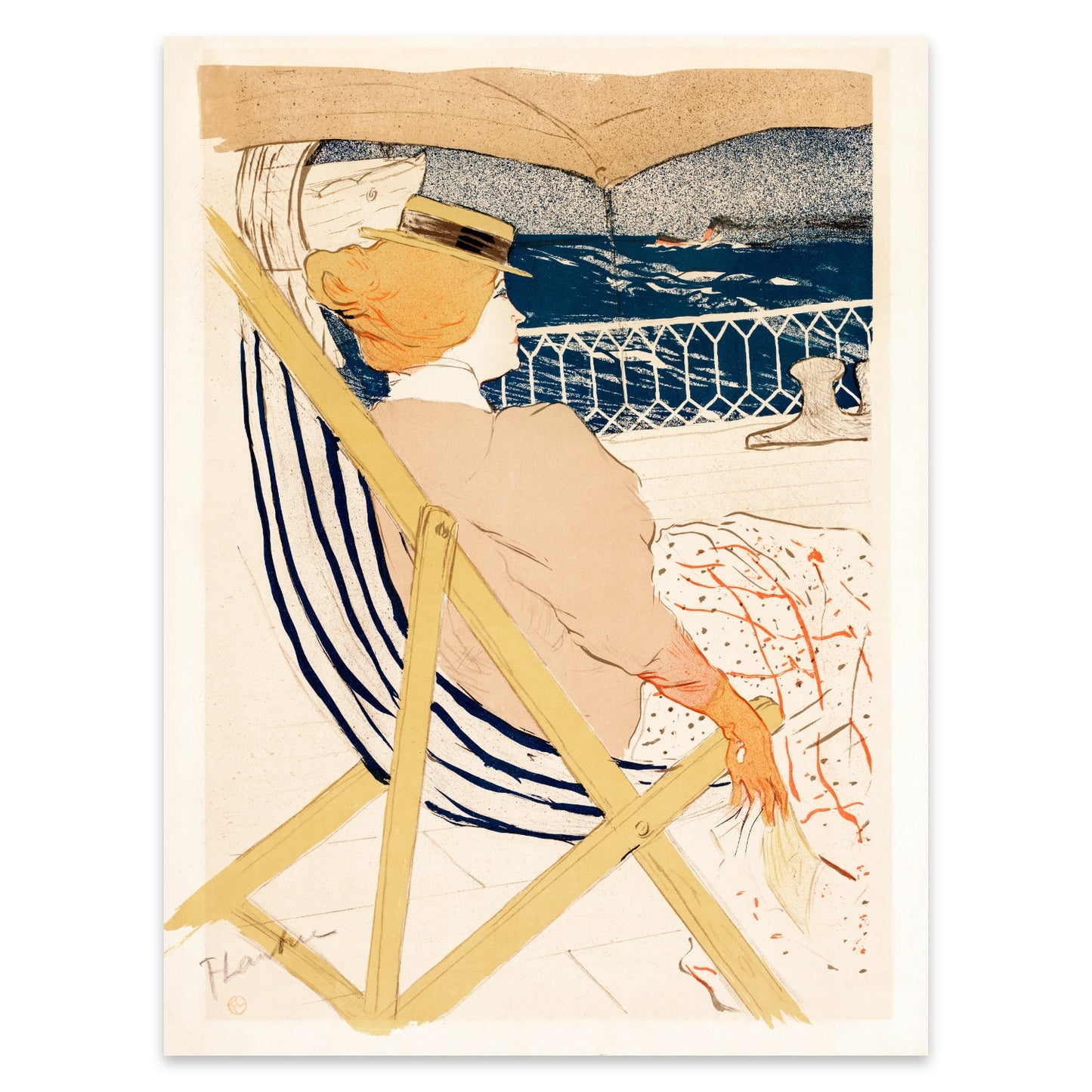 Toulouse-Lautrec Poster maritimer Stil Liegestuhl und Ozean