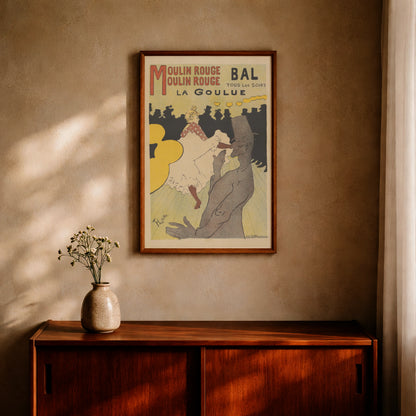 Vintage Werbeplakat für Moulin Rouge Bal mit La Goulue und Valentin le Desosse.